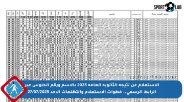 الاستعلام عن نتيجة الثانوية العامة 2025 بالاسم ورقم الجلوس عبر الرابط الرسمي.. خطوات الاستعلام والتظلمات الأحد 27/07/2025
